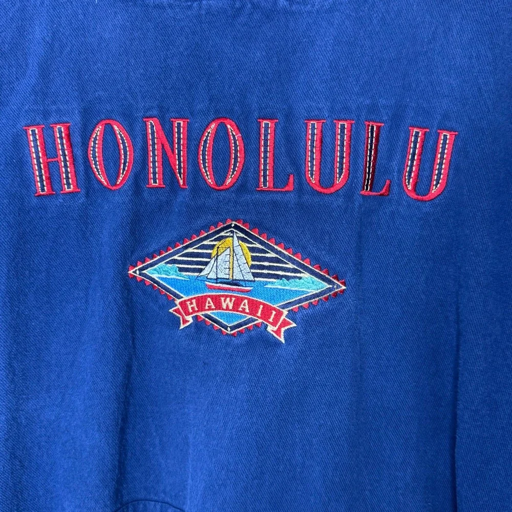 Vintage Crazy Shirts Hawaii Honolulu Hoodie Blue Medium - Picture 6 of 11